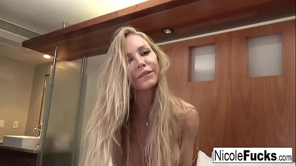 Gorgeous Nicole takes on a muscular stud until he cums inside her