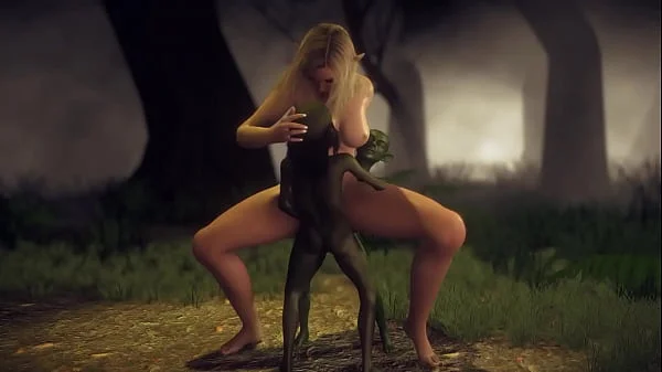 Elf Getting Fucked by Two Goblins in a Threesome in the Forest | 3D Porn