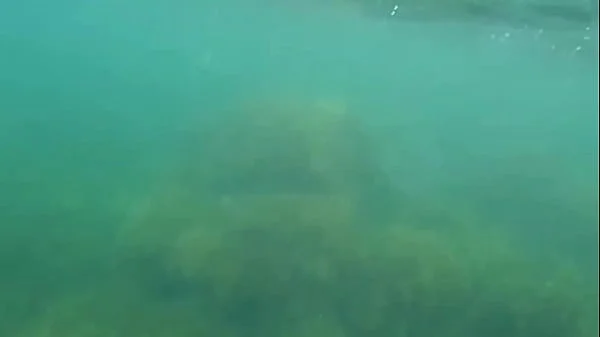 Crazy diver took me on camera while I am swimming in the sea and flashing my hairy pussy