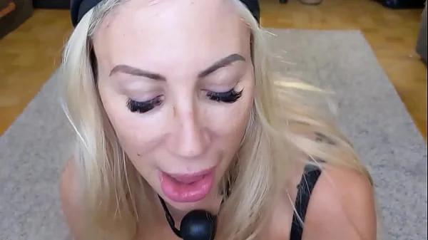 Puma Swede Cum swallowing Facial and Titty fucking HUGE cumshot w ball gag!