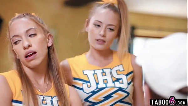 Cheerleaders let coach decide their faith and he fucks them both anal