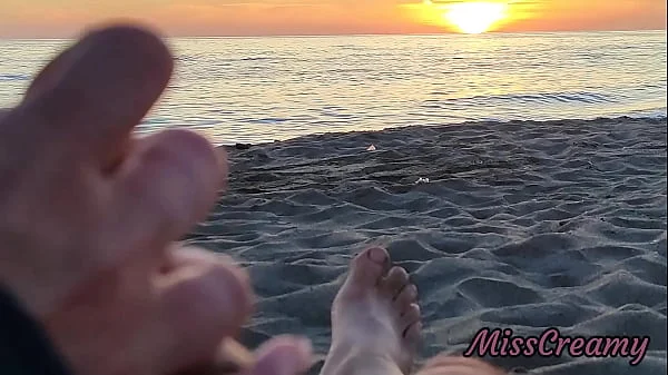 FLASHING my COCK in front of my STEPDAUGHTER at SUNSET in a PUBLIC BEACH and she HELPS me CUMSHOT in front of everyone - REAL SEX RISKY