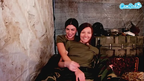 Two Amateur Lesbian Soldiers Kissing, Fingering and Pussy Playing In Quarters