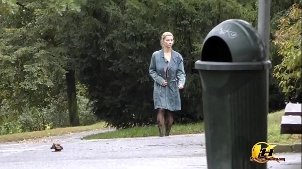 Public masturbate Katerina Hartlova City Park in pantyhose