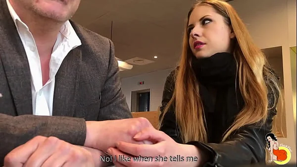 Cheeky Rebecca Volpetti is offered to 2 men by her older husband