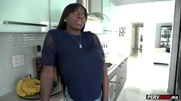 Black stepmom with huge tits comforted her sad stepson