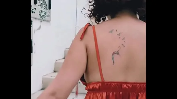 walking around with a dildo in her pussy