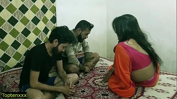 Indian hot xxx threesome sex! Malkin aunty and two young boy hot sex! clear hindi audio