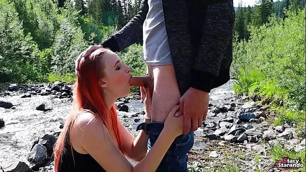 Teen redhead girl wanted sex and creampie in outdoors!
