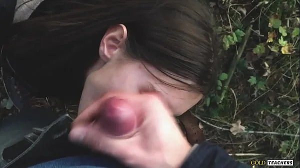 Young shy Russian girl gives a blowjob in a German forest and swallow sperm in POV  (first homemade porn from family archive). #amateur #homemade #skinny #russiangirl #bj #blowjob #cum #cuminmouth #swallow