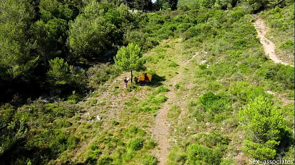 Drone catches young couple fucking outdoors